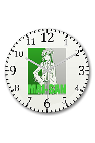 BASKI DÜNYASI ساعة حائط Seishun Bunny Girl Mai-san من الزجاج الحقيقي المنحني