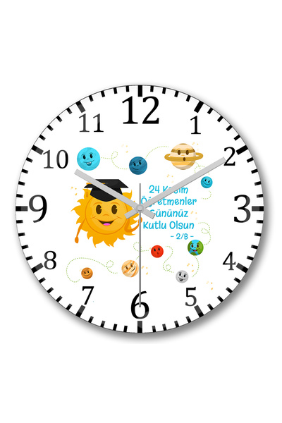 BASKI DÜNYASI 24 نوفمبر ساعة حائط خاصة بيوم المعلم من الزجاج الحقيقي المنحني