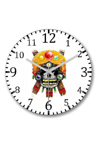 BASKI DÜNYASI ساعة حائط Caveira Do Cerrado من الزجاج الحقيقي المنحني