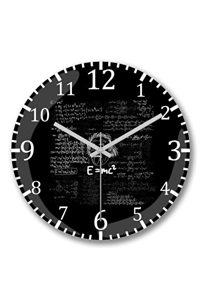 BASKI DÜNYASI E=mc2 ساعة حائط بصيغة رياضية بصيغة زجاجية منحنية