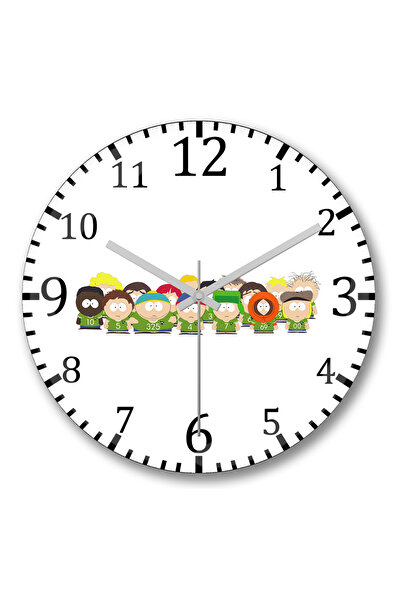 BASKI DÜNYASI ساعة حائط ساوث بارك إريك كارتمان من الزجاج الحقيقي المنحني