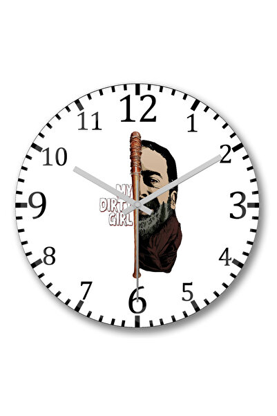 BASKI DÜNYASI Ρολόι τοίχου Negan Look At My Dirty, κυρτό από πραγματικό γυαλί