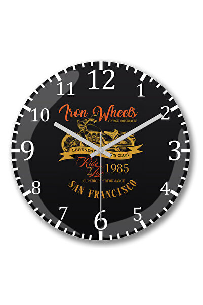 BASKI DÜNYASI ساعة حائط بعجلات حديدية من الزجاج الحقيقي