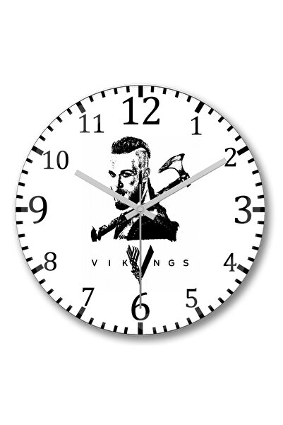 BASKI DÜNYASI ساعة حائط راجنار فايكنج من الزجاج الحقيقي المنحني