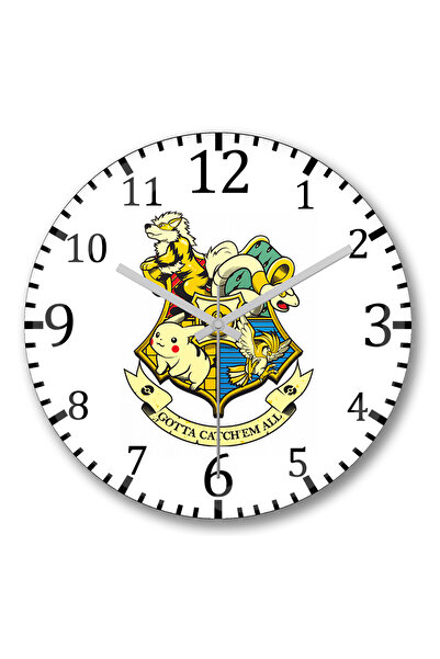 BASKI DÜNYASI ساعة حائط بوكيمون جوتا كاتش إم أول من الزجاج الحقيقي المنحني