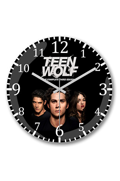 BASKI DÜNYASI ساعة حائط تين وولف أكل النوم والتنفس من الزجاج الحقيقي المنحني