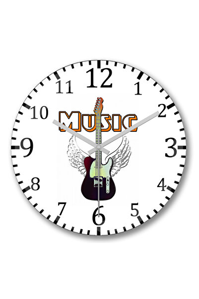 BASKI DÜNYASI Ceas de perete cu muzică de chitară din sticlă autentică bombată