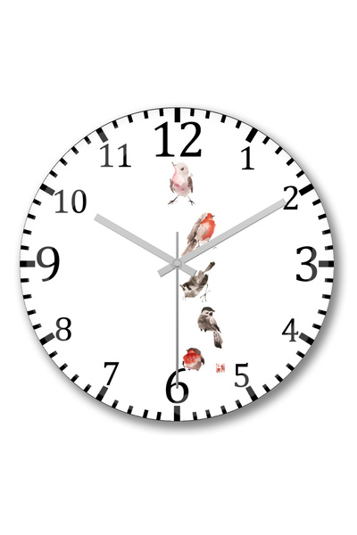 BASKI DÜNYASI Ceas de perete cu păsări mici din sticlă autentică bombată