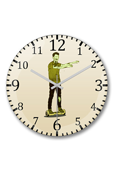 BASKI DÜNYASI Ceas de perete The Walking Zombie din sticlă autentică bombată