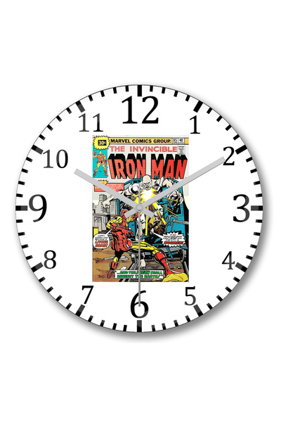 BASKI DÜNYASI ساعة حائط Homem de Ferro من الزجاج الحقيقي المنحني