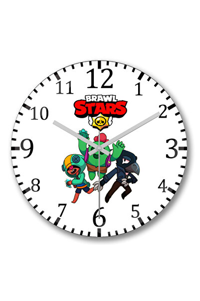 BASKI DÜNYASI Ceas de perete Leon Spike și Crow Brawl Stars din sticlă autent...