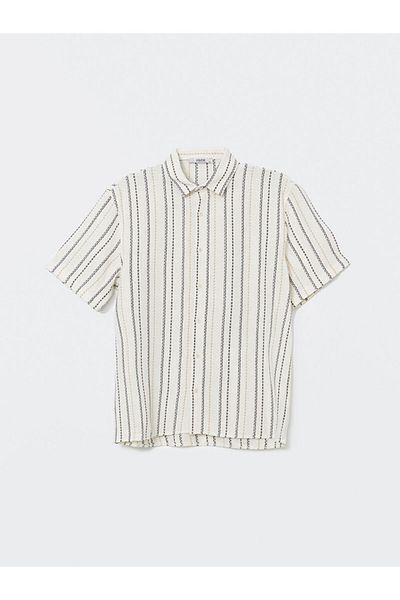 LC Waikiki Xside Beige Casual Fit Short Sleeve Striped Men's Shirt