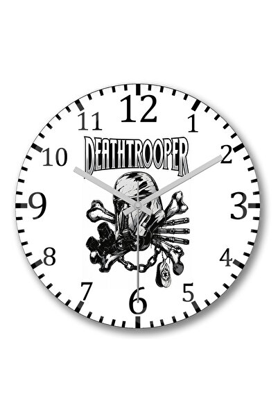 BASKI DÜNYASI ساعة حائط DeathTrooper من الزجاج الحقيقي المنحني