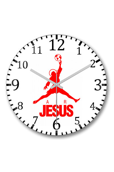 BASKI DÜNYASI Ρολόι τοίχου Air Jesus με κυρτό γυαλί από αληθινό γυαλί