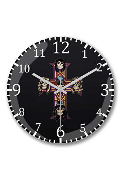 BASKI DÜNYASI Ceas de perete Banda Guns N' Roses din sticlă autentică bombată