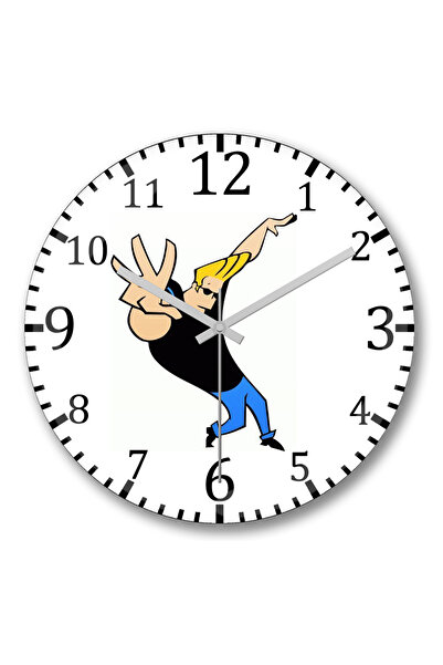 BASKI DÜNYASI ساعة حائط جوني برافو من الزجاج الحقيقي المنحني