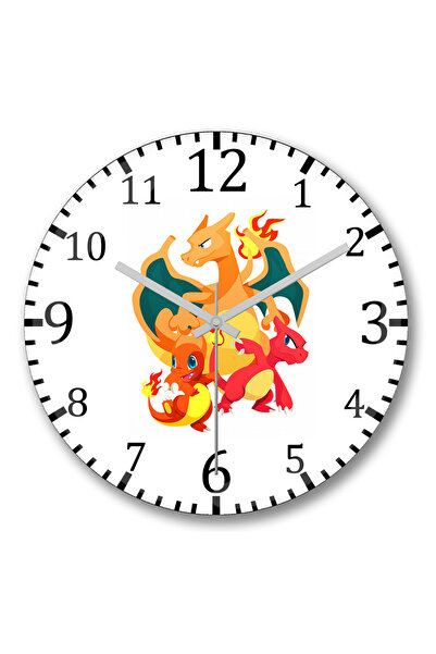 BASKI DÜNYASI Ceas de perete Game Charmander Evolutions din sticlă autentică ...