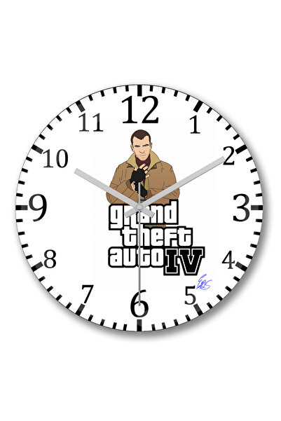 BASKI DÜNYASI Ceas de perete Gta IV din sticlă autentică bombată