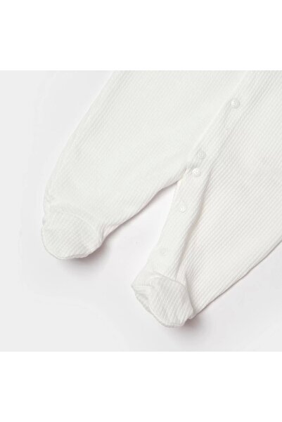 Biorganic Ecru Waffle Smile Baby Romper