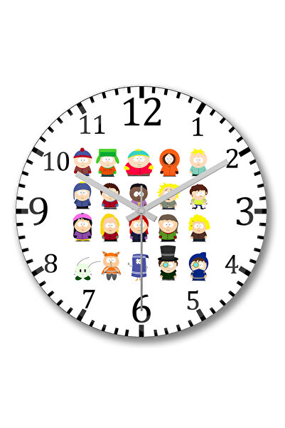 BASKI DÜNYASI ساعة حائط ساوث بارك 2 من الزجاج الحقيقي المنحني