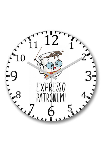 BASKI DÜNYASI Zidni sat Expresso Patronum, zakrivljeno pravo staklo