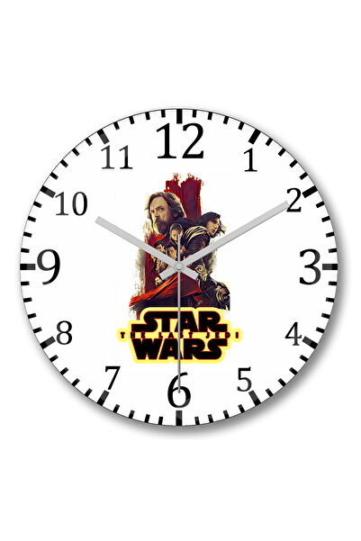 BASKI DÜNYASI ساعة حائط ستار وورز إبيسوديو ذا لاست جيدي من الزجاج الحقيقي الم...