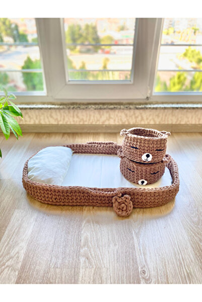 Ms Özel Tasarım El Emeği 2 Adet Sepetli Örgü Puset