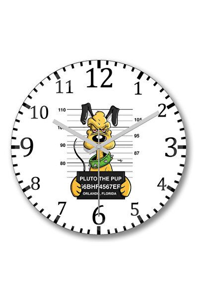 BASKI DÜNYASI Ρολόι τοίχου Pluto the Pup από κυρτό γυαλί
