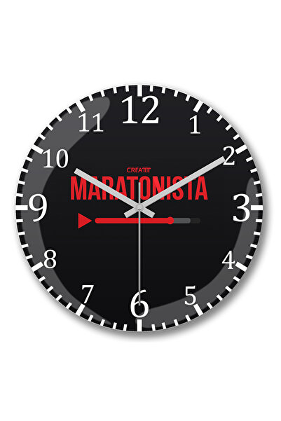 BASKI DÜNYASI ساعة حائط Createe The Maratonista 1 من الزجاج الحقيقي المنحني