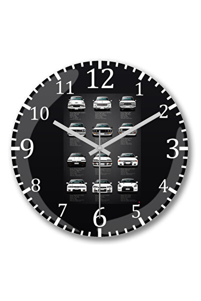 BASKI DÜNYASI Ρολόι τοίχου History Nissan GTR V2 Specs με κυρτό γυαλί από πρα...