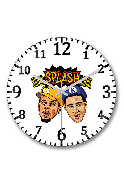 BASKI DÜNYASI ساعة حائط Supersplash Bros من الزجاج الحقيقي المنحني