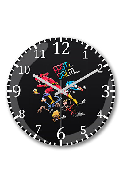 BASKI DÜNYASI ساعة حائط سريعة وهادئة من الزجاج الحقيقي المنحني