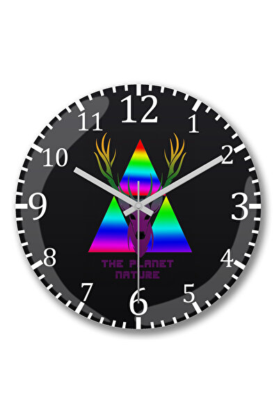 BASKI DÜNYASI ساعة حائط The Planet Nat 2 من الزجاج الحقيقي المنحني