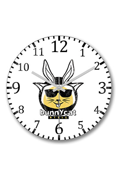 BASKI DÜNYASI Ceas de perete Bunnycat din sticlă autentică bombată