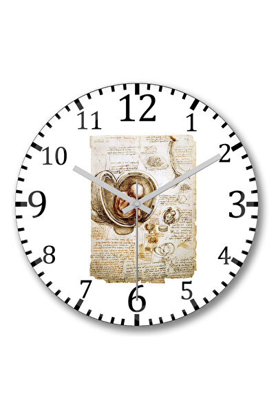 BASKI DÜNYASI ساعة حائط ليوناردو دافنشي جنين من الزجاج الحقيقي المنحني