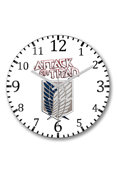 BASKI DÜNYASI ساعة حائط Attack On Titan من الزجاج الحقيقي المنحني