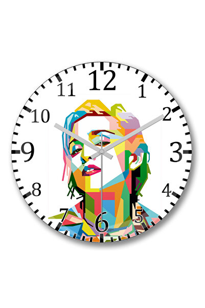 BASKI DÜNYASI ساعة حائط دائرة مادونا من الزجاج الحقيقي المنحني