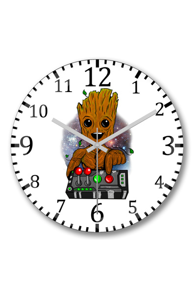 BASKI DÜNYASI Baby Groot Baby Tree Don't Push Ceas de perete din sticlă auten...