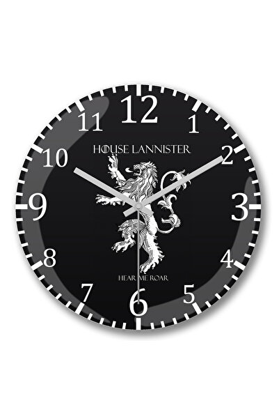 BASKI DÜNYASI ساعة حائط جيم أوف ثرونز هاوس لانيستر من الزجاج الحقيقي