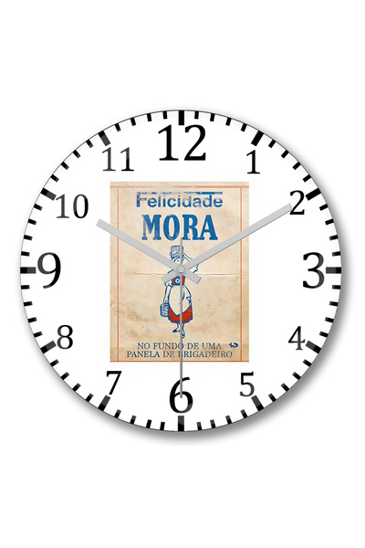 BASKI DÜNYASI ساعة حائط Madre Loca Leite Moça من الزجاج الحقيقي المنحني