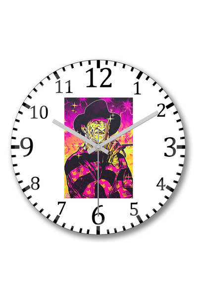 BASKI DÜNYASI Ceas de perete Neon Horror Freddy din sticlă autentică