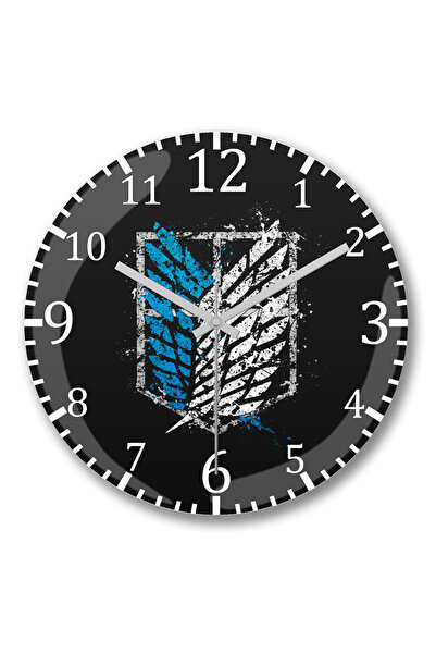 BASKI DÜNYASI ساعة حائط Attack On Titan من الزجاج الحقيقي المنحني