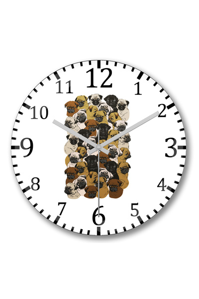 BASKI DÜNYASI Ceas de perete Puglar Dogs din sticlă autentică bombată