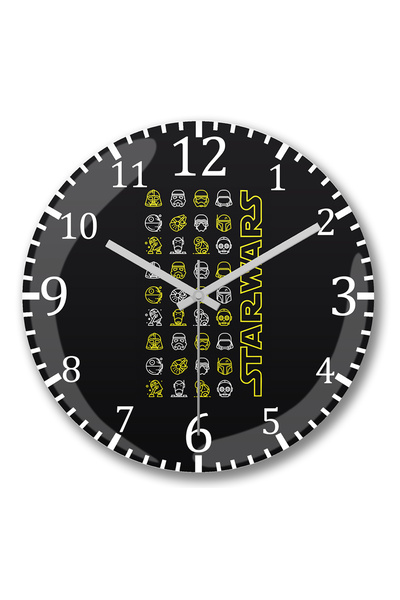 BASKI DÜNYASI ساعة حائط ستار وورز 5 من الزجاج الحقيقي المنحني