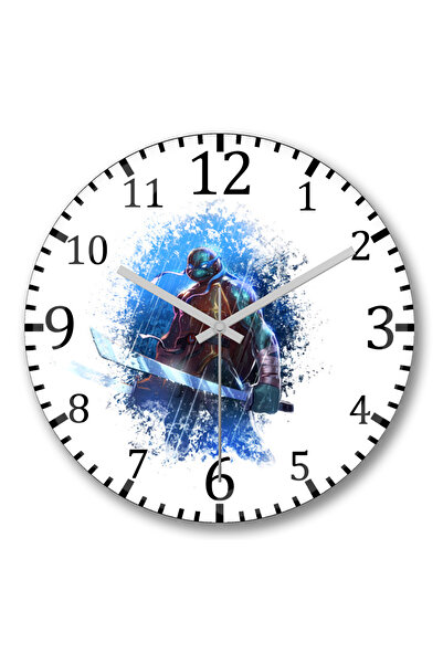 BASKI DÜNYASI ساعة حائط سلاحف النينجا Tmnt Leo من الزجاج الحقيقي المنحني