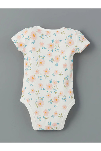 LC Waikiki Lcw Baby Ecru Crew Neck Baby Girl Snap Body 2-Piece