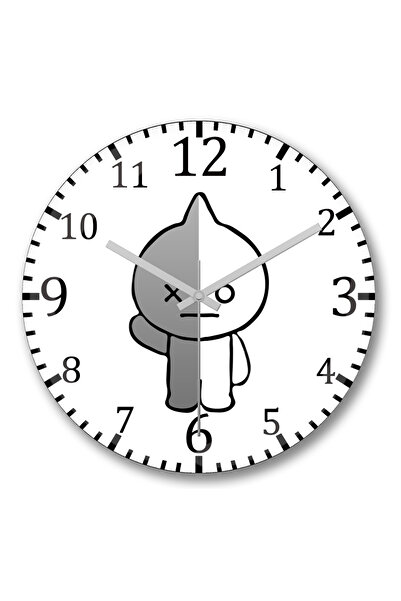 BASKI DÜNYASI Bts Bt21 فان ساعة حائط منحنية من الزجاج الحقيقي