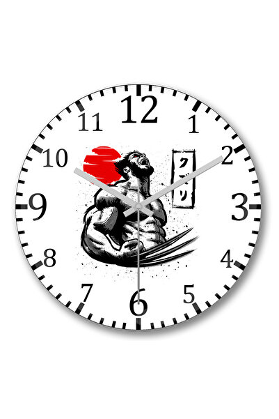 BASKI DÜNYASI ساعة حائط لوجان ولفيرين 2 من الزجاج الحقيقي المنحني