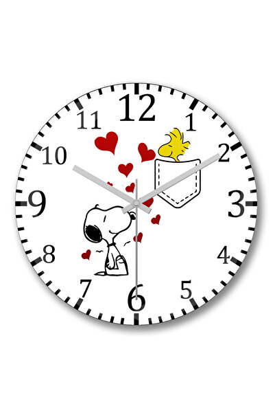 BASKI DÜNYASI Ceas de perete Love Snoopy din sticlă autentică bombată