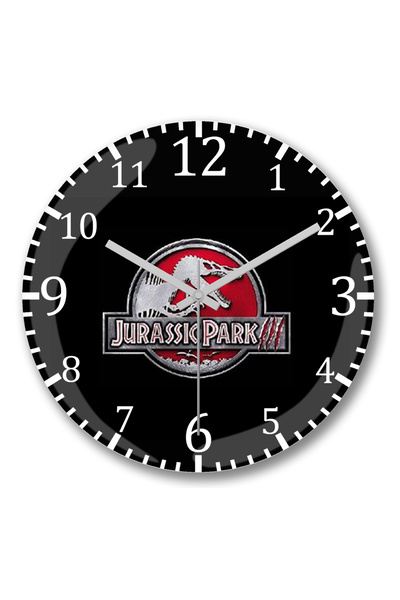 BASKI DÜNYASI ساعة حائط جوراسيك بارك من الزجاج الحقيقي المنحني
